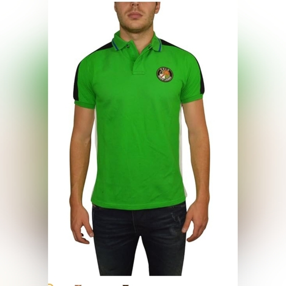 Ralph Lauren Mens Polo Shirt Custom Fit 2-Button Green 100 % Cotton Size Medium - Picture 6 of 8
